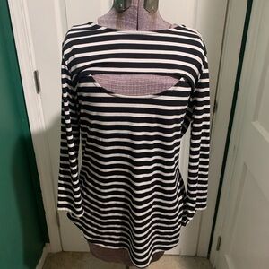 Verve Ami Black and White Striped Blouse
